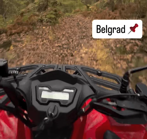 Riding an ATV on a Belgrade Forest track
