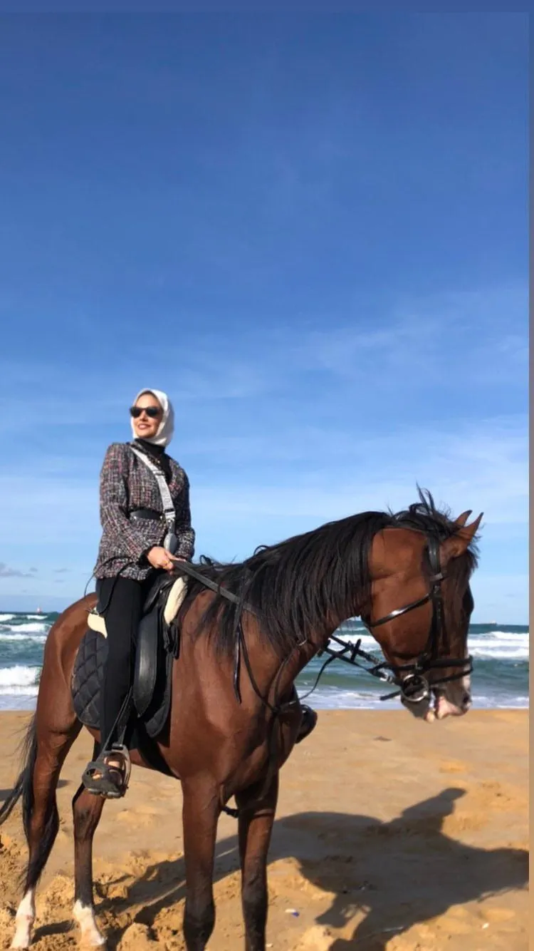 Kumsalda doru atın üstünde binici